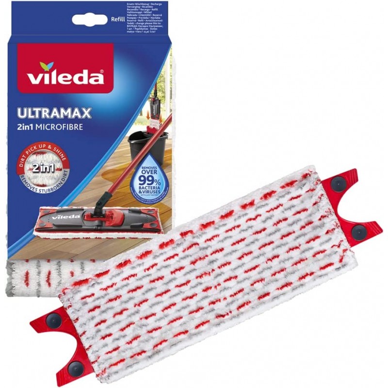 VILEDA - Recharges pour Balai Plat UltraMax 2 en 1 Microfibre 4032202