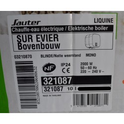 Chauffe-eau sur Évier Liquine 30L - SAUTER - le Club