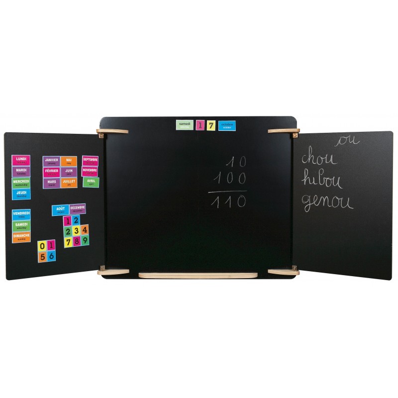 Tableau Noir Triptyque Bois JB BOIS 112x48cm Jeu Enfant Imitation Ecole - 505505