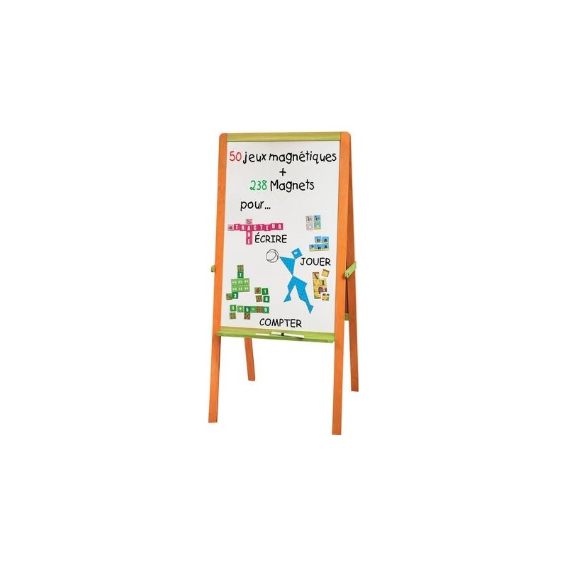 Tableau Pliant Maxi Bois JB BOIS Magnétique et Craie Avec 50 Jeux Magnétiques Jeu Enfant - 524425