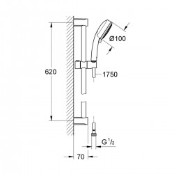 Dimensions Ensemble de Douche 3 Jets Avec Barre GROHE