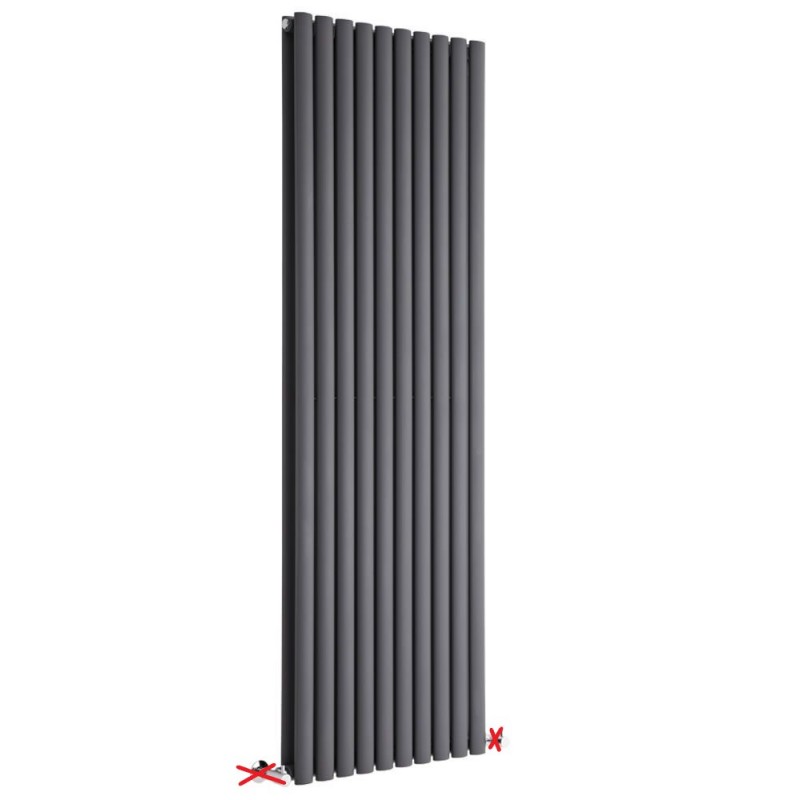 Radiateur Acier Eau Chaude 2335W HUDSONREED Design Double Rang Vertical Anthracite 1780x590x78mm - 037039