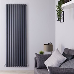 Radiateur Acier Eau Chaude 2335W HUDSONREED Design Double Rang Vertical Anthracite 1780x590x78mm