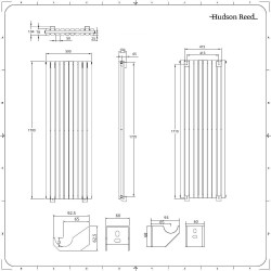 Radiateur Acier Eau Chaude 2335W HUDSONREED Design Double Rang Anthracite 1780x590x78mm