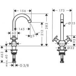 Robinet Mélangeur Evier de Cuisine 1 Jet HANSGROHE Logis Classic