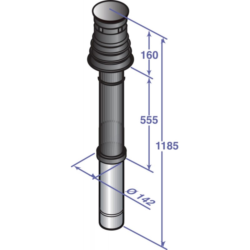 Terminal Vertical DE DIETRICH Pour Chaudière NANEO EMC-M DY843 Diamètre 80/125mm en Polypropylène Noir - 100002732