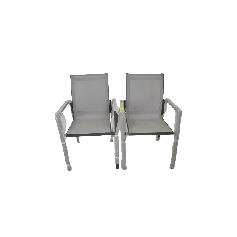 Lot de 2 Fauteuils Chaises de Jardin en Aluminium Gris Anthracite