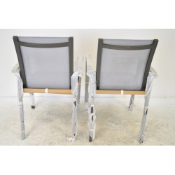 Lot de 2 Fauteuils Chaises de Jardin en Aluminium Gris Anthracite