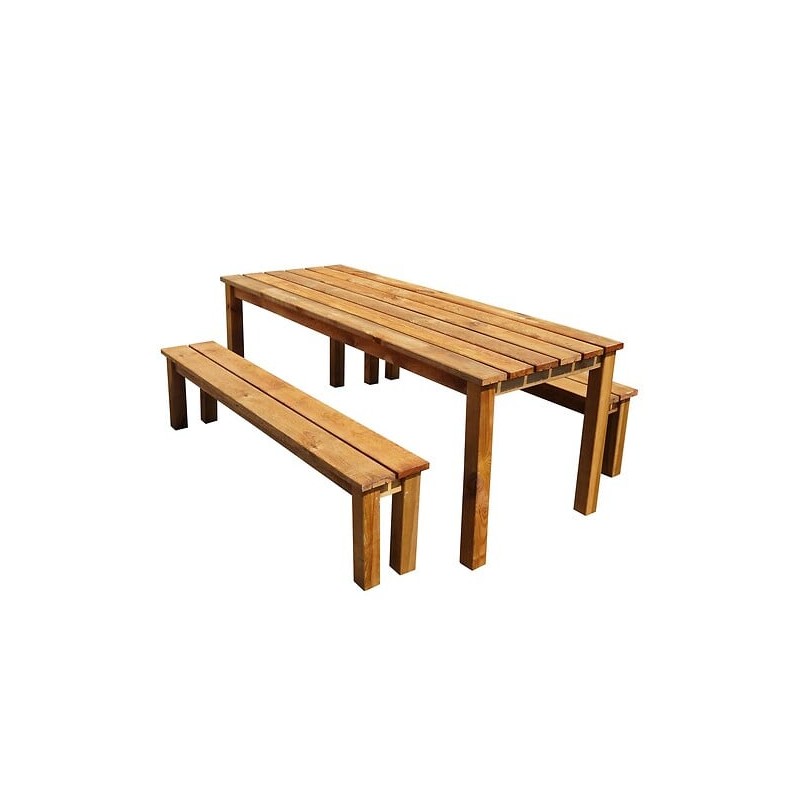 Table de Jardin avec Bancs JARDIPOLYS 200x78cm en Pin