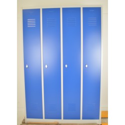 Vestiaire Industrie Propre 4 Colonnes Monobloc Fermeture Moraillon 120x50x180cm Bleu - NT-PRO-4