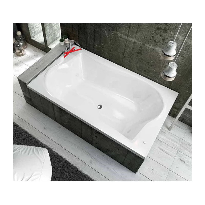 Baignoire Nue et Double Tête Rectangulaire et Encastrable 240L