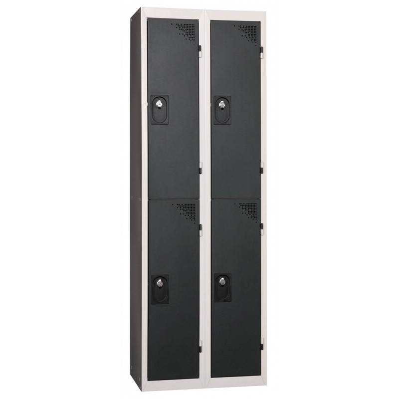 Vestiaire Multicases 4 Casiers 2 Colonnes Monobloc Fermeture Cadenas 60x180x50cm Anthracite