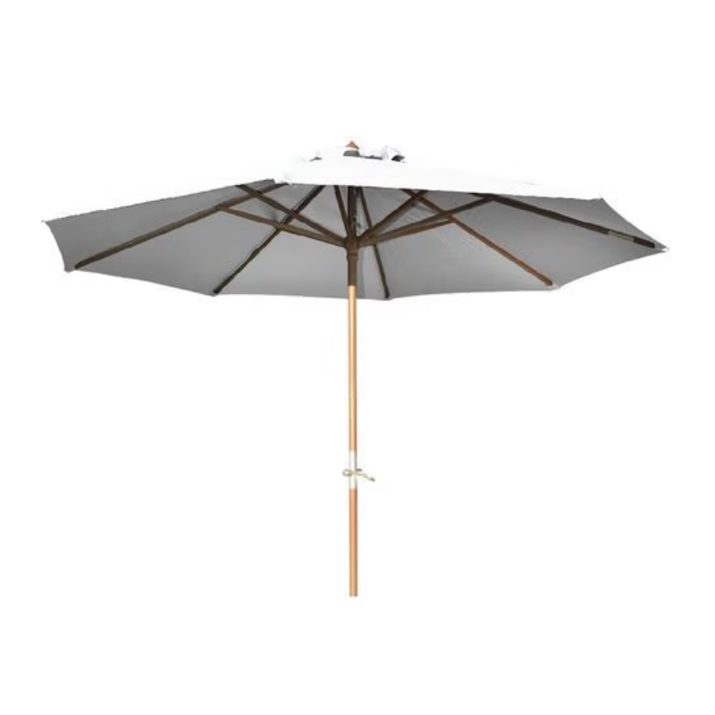 Parasol Rond Pied en Bois Diamètre 3m Ouverture par Manivelle