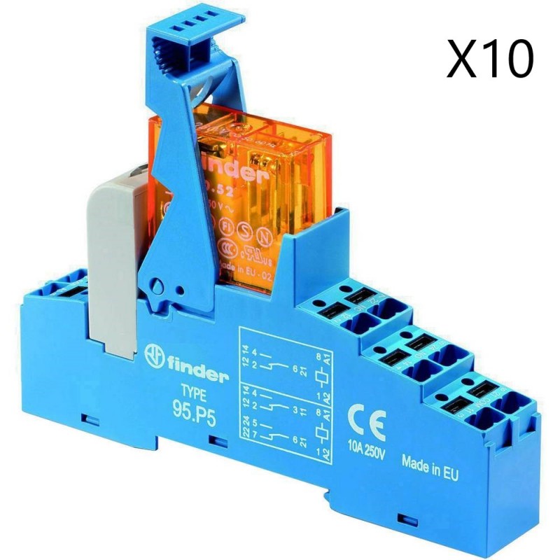 Lot de 10 Interfaces Modulaires à Relais 8A FINDER Type 48.P5