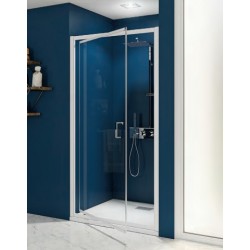 Paroi de Douche KINEDO Smart Express Porte Pivotante Réversible 80x190cm Verre Transparent Profilé Blanc - PA19001BTNE