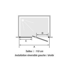 Paroi de Douche KINEDO Smart Express Porte Pivotante + 1 Fixe Réversible 120x190cm PA1905BTNE