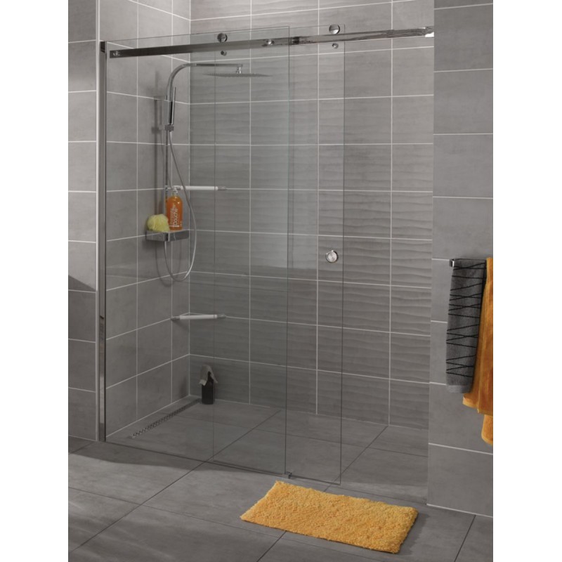 Paroi de Douche Coulissante ALTERNA Design 160x200cm 2 Vantaux Verre Trempé Transparent Profilés Inox - 6656715