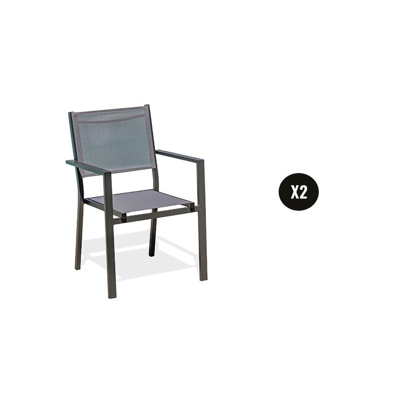 Lot de 2 Fauteuils de Jardin Empilable DCB Garden Tolede