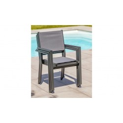 Fauteuils de Jardin Empilable DCB Garden Tolede en Aluminium/Textilène Anthracite