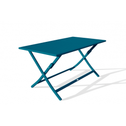 Table de Jardin Pliante 4 Personnes CITY GARDEN Marius en Aluminium 140x80cm Bleu Canard - TB 140