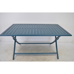 Table de Jardin Pliante 4 Personnes CITY GARDEN Marius en Aluminium 140x80cm Bleu Canard