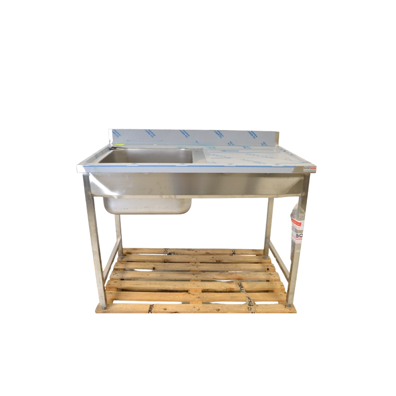 Table Plonge Inox 1Bac BOBET MATERIEL Avec Egouttoir 120x70x90cm