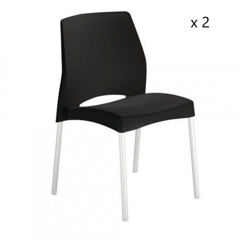 Lot de 2 Chaises Plastiques Noir Empilable