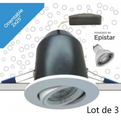 Lot de 3 Spots Électriques à Encastrer 6W AEROSPOT MBA-IP20 NF SMD EPI Dim...