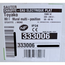 Chauffe-Eau SAUTER Toyako 333006