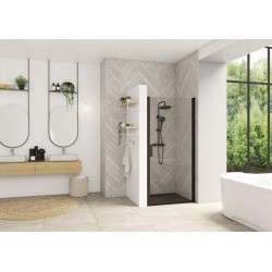 Paroi de Douche KINEDO Smart Design P Porte Pivotante Sans Seuil 70x200cm Verre Transparent Profilé Gris Noir PA9040NTNE