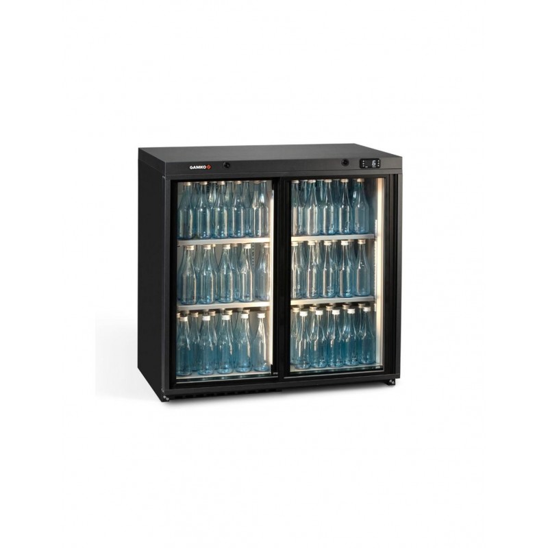 Arrière Bar Réfrigéré 2 Portes Coulissantes Vitrées 250L GAMKO Maxiglass Pour Bouteilles H840xL900mm