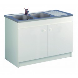 Ensemble Meuble Sous-Evier AQUANCE et Evier Inox 2 Bacs FRANKE 2 Portes Mélaminé Blanc L120cm - 200214 - 103.0335.734