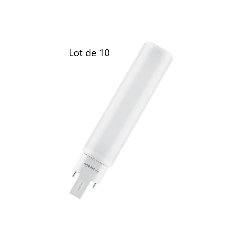 Lot de 10 Ampoules à LED 7W OSRAM DULUX D/E 18 G24q-2 840 770lm