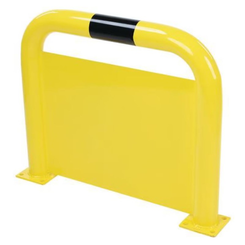 Arceau Barrière de Protection Acier avec Plaque Anti-Encastrement Jaune et Noir