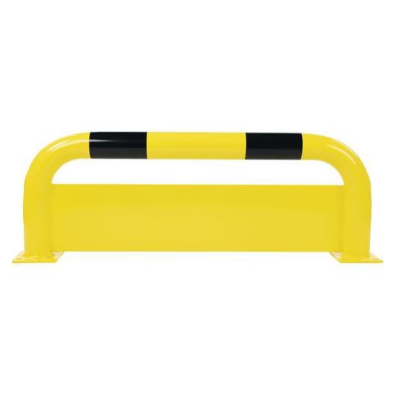 Arceau Barrière de Protection Acier avec Plaque Anti-Encastrement Jaune et Noir