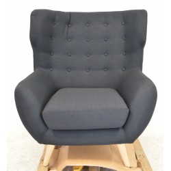 Fauteuil à Oreilles Chaise à Aile Haute en Tissu Anthracite