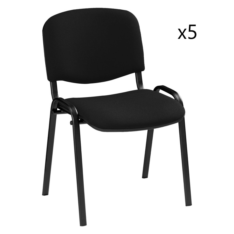 Lot de 5 Chaises de Bureau Réunion Noires Empilables