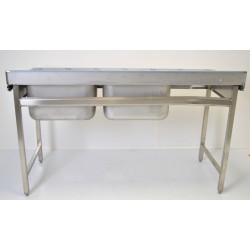 Plonge Inox 2 Bacs 1 égouttoir BOBET sur Pieds avec Dosseret