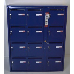 Bloc de 12 Boîtes aux Lettres Collective RENZ Intérieur Mural Bleu - 3x4