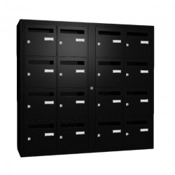 Bloc de 16 Boîtes aux Lettres LEABOX Collectives Intérieur Mural Noir - 4x4