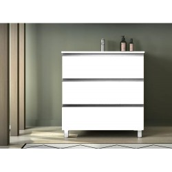 Meuble Vasque Céramique 3 Tiroirs AQUANCE Prag II 80cm Blanc - MDB8KV3C80204